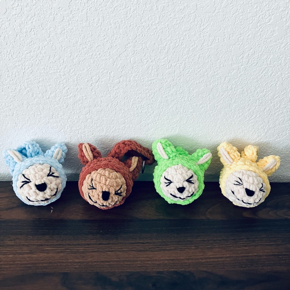 Crocheted Labubu Inspired Plushie Dolls Keychains, Backpack Buddy, Squinty Eyes